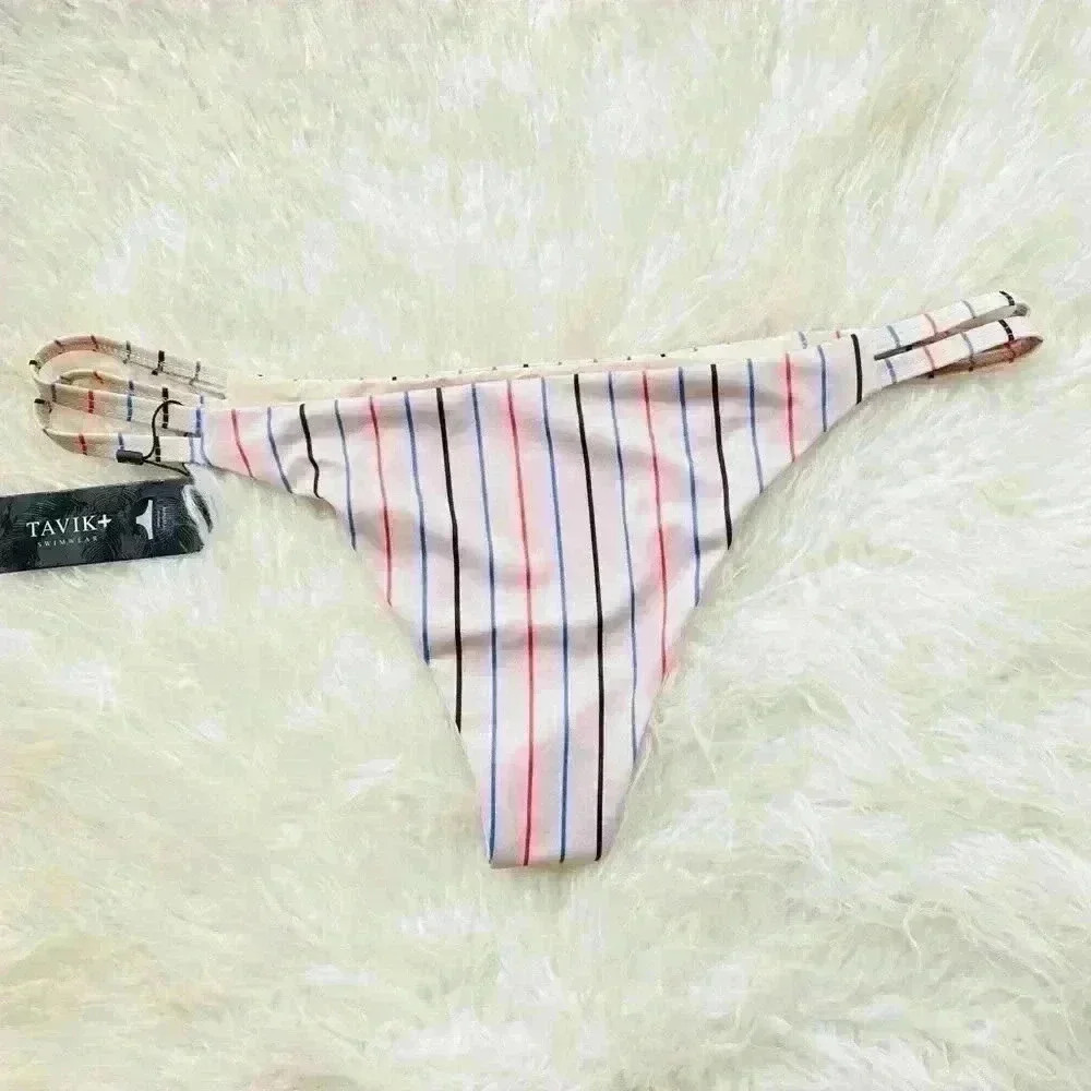 Tavik  Horizon Stripe Tapioca Vine Bikini L NWT - Picture 6 of 7